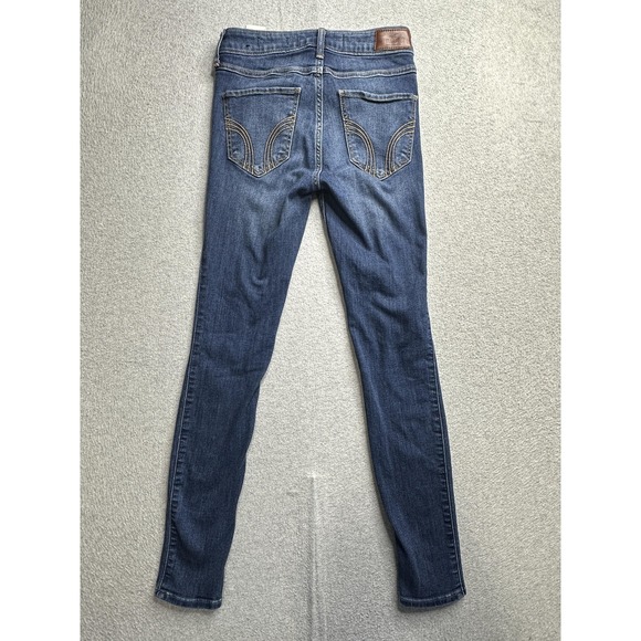 Hollister Jeans Womens 24x28 Blue Mid-Rise Super Skinny Distressed Stretch Denim